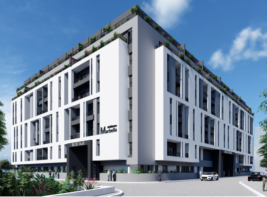 Façade du projet immobilier Marbella à l'Aouina Tunis